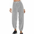 thumbnail image 1 of qucoqpe Women's Fuzzy Plush Pajama Pants Warm Fleece Drawstring Elastic Waist Wide Leg Teddy Pjs Bottoms Cuffed Lounge Pants, 1 of 6