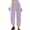 thumbnail image 1 of qucoqpe Women's Fuzzy Plush Pajama Pants Warm Fleece Drawstring Elastic Waist Wide Leg Teddy Pjs Bottoms Cuffed Lounge Pants, 1 of 6