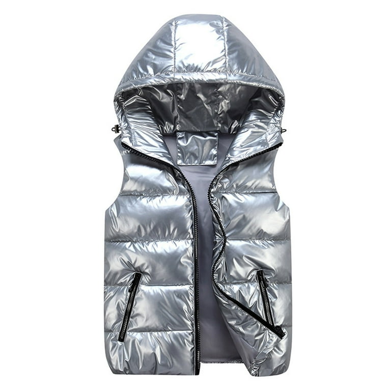 qucoqpe Women's Hooded Shiny Down Vest Winter Warm Puffer Jacket Coat