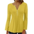 thumbnail image 1 of qucoqpe Women's Long Sleeve Casual Blouses Dressy Tunic Tops V Neck Button Office Wear Fall Winter Clothes, 1 of 4