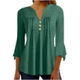 thumbnail image 1 of qucoqpe Women's Long Sleeve Casual Blouses Dressy Tunic Tops V Neck Button Office Wear Fall Winter Clothes, 1 of 1
