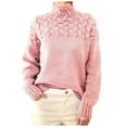 thumbnail image 1 of qucoqpe Women's Long Sleeve Turtleneck Cozy Cable Knit Sweater Casual Loose Pullover Jumper Tops, 1 of 3