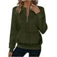 thumbnail image 1 of qucoqpe Women's Long Sleeve V Neck Quarter Zip Pullover Sweater Tops with Pockets 2025 Fall Winter Outfits, 1 of 5