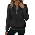 thumbnail image 1 of qucoqpe Women's Long Sleeve V Neck Quarter Zip Pullover Sweater Tops with Pockets 2025 Fall Winter Outfits, 1 of 5