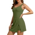 thumbnail image 1 of qucoqpe Women's One Piece Swimsuit Fashion Tummy Control Backless Adjustable Strap Bathing Suit Vacation Beach Ruched Swimdress with Uchimura Shorts, 1 of 9