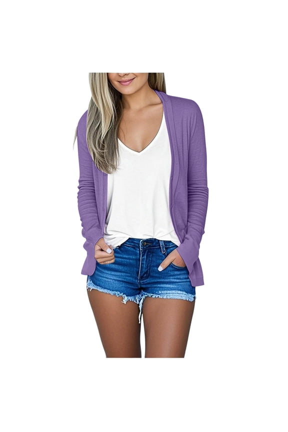 Women's Open Front Cardigan with Pockets 2025 Fall Fashion Casual Solid Long Sleeve Coat Outwear Lightweight Cardigan Sweaters for Women