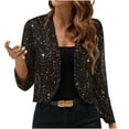 thumbnail image 1 of qucoqpe Women's Open Front Sequin Cardigan Jackets Sparkly Long Sleeve Cropped Party Concert Outfits Lightweight Glitter Cropped Shrugs, 1 of 6