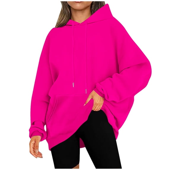 qucoqpe Women's Plus Size Fleece Hoodie Warm Winter Pullover with Adjustable Hood Oversized Fitting Hooded Sweatshirt Top with Pocket