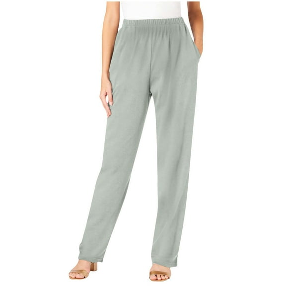 qucoqpe ‌Women's Plus Size Padded Pants Casual Elastic Waist Straight Leg Lounge Velvet Trousers Fall Winter Comfortable Outwear Pants Gray 4XL