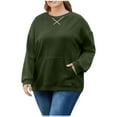 thumbnail image 1 of qucoqpe Women's Plus Size Pullover Sweatshirts Fall Winter Trendy Long Sleeve Crewneck Sweatshirt Casual Oversized Tops, 1 of 6