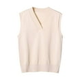 thumbnail image 1 of qucoqpe Women's Plus Size V-Neck Knit Vest Sleeveless Pullover Sweater for Layering in Fall Winter Spring, 1 of 5