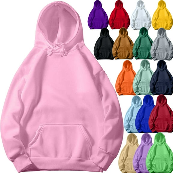 qucoqpe Women's Pullover Hoodies Teen Girls Trendy Fall Fashion Tops with Pockets Long Sleeve Crewneck Drawstring Hooded Sweatshirt for Women