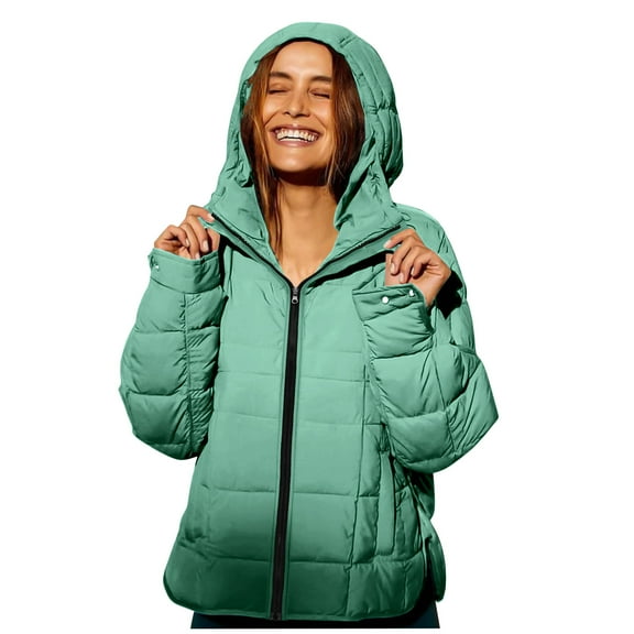 qucoqpe Women's Quilted Puffer Jacket Fall Winter Zip Up Oversized Lightweight Padded Down Coat Outerwear