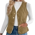 thumbnail image 1 of qucoqpe Women's Quilted Puffer Vest Lightweight Button Down Sleeveless Fleece Jacket Tops with Pockets, 1 of 5