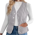 thumbnail image 1 of qucoqpe Women's Quilted Puffer Vest Lightweight Button Down Sleeveless Fleece Jacket Tops with Pockets, 1 of 5