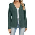 thumbnail image 1 of qucoqpe Women's Ribbed Fleece Button-Down Cardigan Womens Fall Fashion Solid Long Sleeve V-Neck Blouses Leisure Knit Sweater Outwear, 1 of 5