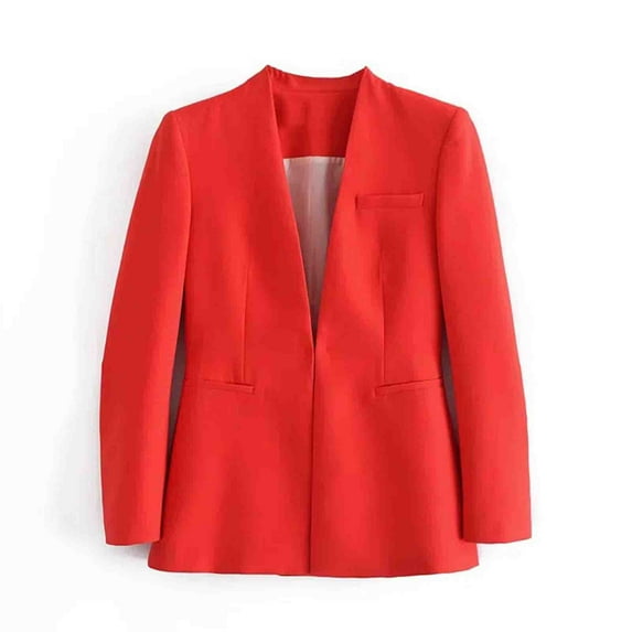 qucoqpe Women's Shawl Collar Long Sleeve Jackets Business Cropped Blazer