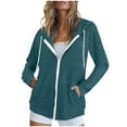 thumbnail image 1 of qucoqpe Women's Solid Zip-Up Hooded Jacket Casual Long Sleeve Open Front Cardigan with Pockets Loose Comfy Outerwear Trendy Sweatshirt Top, 1 of 4