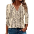 thumbnail image 1 of qucoqpe Women's Summer Blouses Fashion Casual Loose Floral Printed V Neck 3/4 Sleeve Shirts Tops, 1 of 5