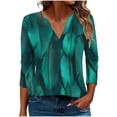 thumbnail image 1 of qucoqpe Women's Summer Blouses Fashion Casual Loose Floral Printed V Neck 3/4 Sleeve Shirts Tops, 1 of 5