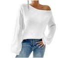 thumbnail image 1 of qucoqpe Women's Sweaters Long Sleeve One Shoulder Tops 2025 Fall Loose Knitted Pullover Sweaters Winter Clothes, 1 of 5