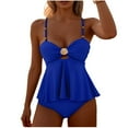 thumbnail image 1 of qucoqpe Women's Tankini Swimsuits Two Piece Ruffle Cut Out Bathing Suits Cheeky Conservative Swim Tank Top with High Waisted Bottom, 1 of 7