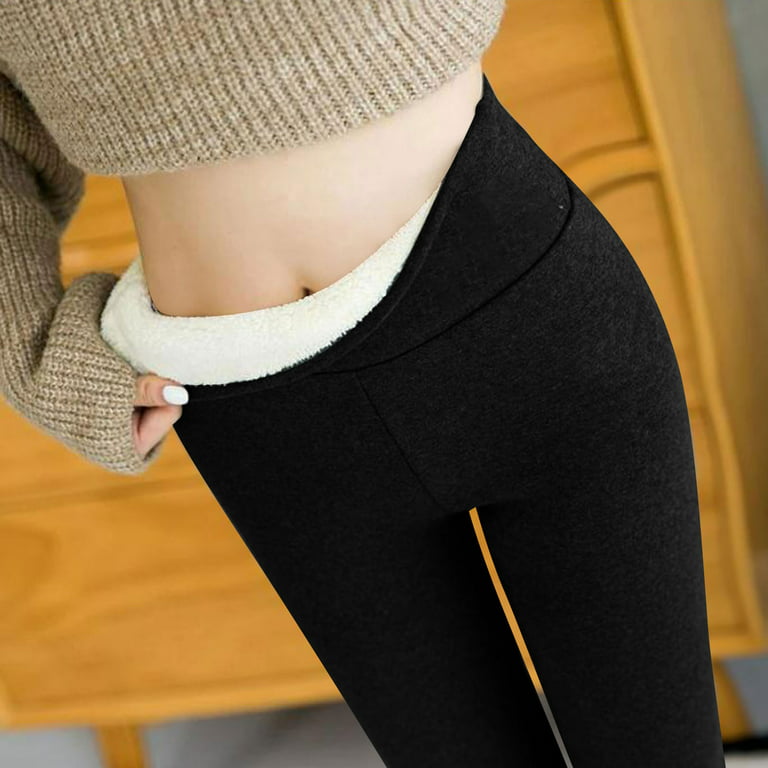 qucoqpe Women's Thermal Warm Fleece Lined Leggings Ultra Soft Skinny Pants,  Elastic Soft High Waist Thick Thermal Tights, Plush Winter Warm Thermal