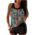 thumbnail image 1 of qucoqpe Women's Two Piece Tankini Swimsuits Fashion Floral Printed Modest Bathing Suits Vacation Beach Swimwear with Boyshorts, 1 of 5
