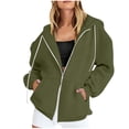 thumbnail image 1 of qucoqpe Women's Two-Way Zip Croped Hooded Sweatshirt Jacket Casual Loose Lounge Hoodie Top with Pocket Comfortable Everyday Outerwear, 1 of 6