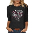 thumbnail image 1 of qucoqpe Women's Valentine's Day T-Shirts Fashion Love Heart Printed Crew Neck 3/4 Sleeve Casual Loose Blouse Tops for Women, 1 of 5