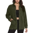 thumbnail image 1 of qucoqpe Women's Winter Button Down Fleece Jackets Winter Fuzzy Warm Long Sleeve Casual Oversized Coat Trendy Outerwear with Pockets, 1 of 5