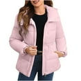 thumbnail image 1 of qucoqpe Women's 2025 Winter Fashion Warm Solid Snap Button & Zip Up Hooded Down Jacket Pocketed Padded Puffer Coats Outwear,with Adjustable Waist Drawstring, 1 of 5