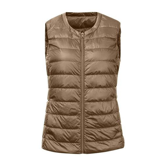 qucoqpe Women's Winter Ultralight Collarless Outdoor Puffer Down Full Zip Short Vest Waistcoat