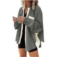 thumbnail image 1 of qucoqpe Womens 2023 Fall Winter Long Sleeve Patchwork Stripes Open Front Cardigan Jacket Coats Outerwear with Pocket on Clearance, 1 of 5