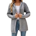 thumbnail image 1 of qucoqpe Womens 2023 Open Front Long Sleeve Chunky Knit Cardigan Sweaters Loose Outwear Coat on Clearance, 1 of 4