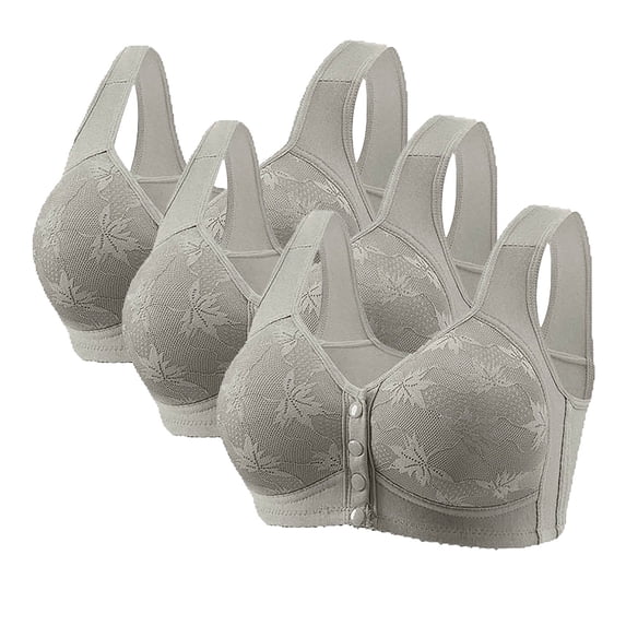 qucoqpe Womens 3 Pack Plus Size Bras No Underwire Full Coverage Front Closure Bras Comfy Push Up Padded Supportive Bras