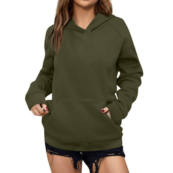 qucoqpe Womens Basic Long Sleeve Versatile Hooded Sweatshirt Fashionable Cozy Solid Hoodies Fall Winter Casual Sweatshirts for Women