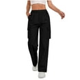 thumbnail image 1 of qucoqpe Womens Cargo Pants High Waisted Baggy Wide Leg Casual Stretchy Work Joggers Streetwear Pull On Trousers, 1 of 10