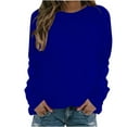 thumbnail image 1 of qucoqpe Womens Casual Long Sleeve Sweatshirt Crew Neck Cute Pullover Solid Color Loose Fit Tops, 1 of 5