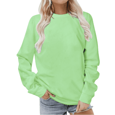qucoqpe Womens Casual Sweatshirt Crewneck Long Sleeve Solid Color Soft Lightweight Shirt Loose Pullover Tops on Clearance