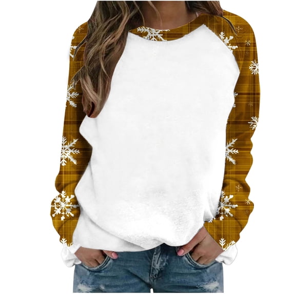 qucoqpe Womens Christmas Sweatshirt Long Sleeve Shirts Graphics Pullover Top for Women