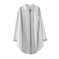thumbnail image 1 of qucoqpe Womens Color Block Button Down Shirts Boyfriend Long Sleeve Oversized Blouses Tops, 1 of 4