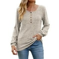 thumbnail image 1 of qucoqpe Womens Fall Tops Casual Solid Crewneck Long Sleeve Tunic Pullover Sweatshirts, 1 of 3