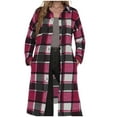 thumbnail image 1 of qucoqpe Womens Flannel Plaid Jacket Trendy Fall Winter Lapel Button Up Long Shacket Coats Casual Comfy Long Sleeve Shirts Outwear, 1 of 6