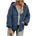 thumbnail image 1 of qucoqpe Womens Full Zip Quilted Puffer Coat Trendy Casual Oversized Padded Down Jackets with Pockets, 1 of 10