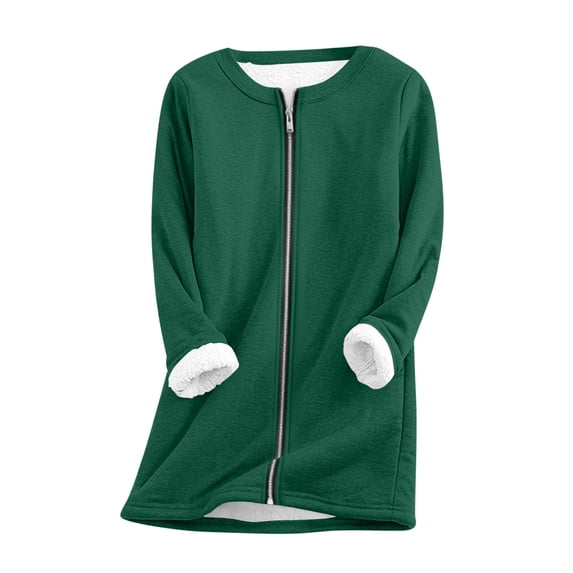 qucoqpe Womens Full Zipper Fuzzy Jacket Fall Winter Warm Plushy Fleece Lined Coat with Pockets Thick Warm Outerwear Top