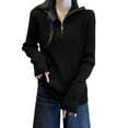 thumbnail image 1 of qucoqpe Womens Half-Zip Knit Sweaters Oversized Solid Pullover Cozy Fall Winter Long Sleeve Tops, 1 of 4