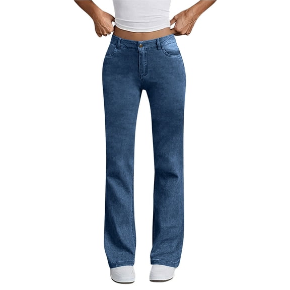 qucoqpe Womens High Waisted Jeans Trendy Stretchy Loose Fit Straight Leg Denim Pants for Women