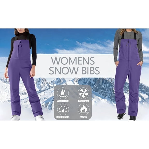 qucoqpe Womens Insulated Ski Bib Overalls Waterproof Windproof Ski Jumpsuit Winter Thermal Snow Snowboarding Pants Romper Snowpants for Women