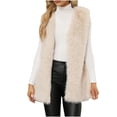 thumbnail image 1 of qucoqpe Womens Ladies Warm Faux Furry Vest Winter Trendy Fuzzy Sleeveless Open Front Coat Jacket, 1 of 5